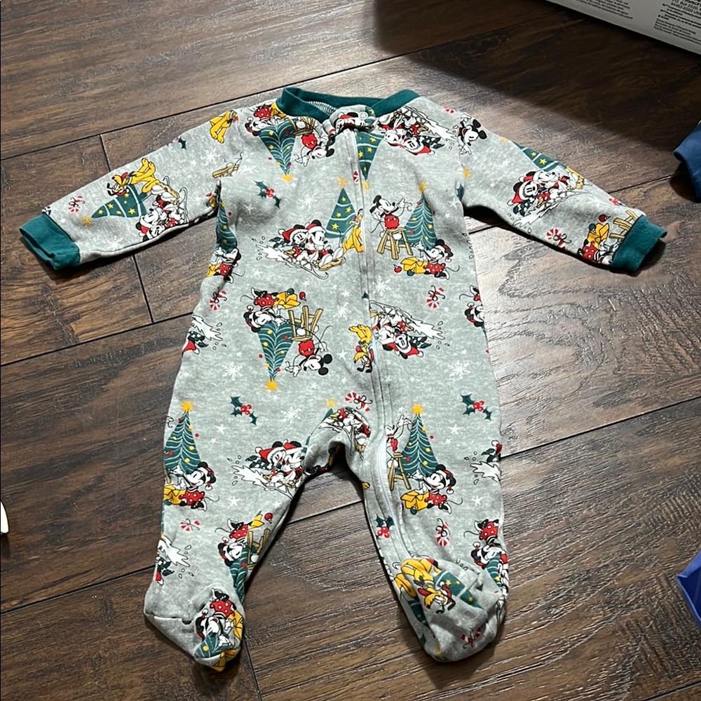 Disney Kids One Piece Pajama - Gray with Green Accents